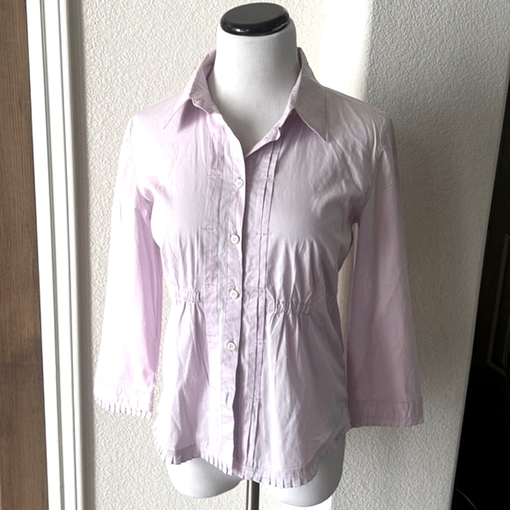 Max Mara Weekend Cotton Top Stretch Lilac Lavender Peplum Medium Casual Purple